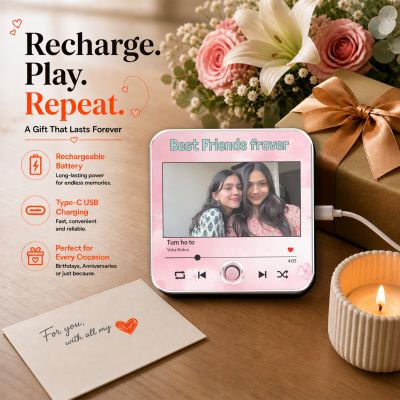 Personalized Musical Fridge Magnet with Photo & Song Rechargeable Battery with Type-C USB Charging | Long-Distance Bestie Gift  Birthday Gift for Bestie & Friends